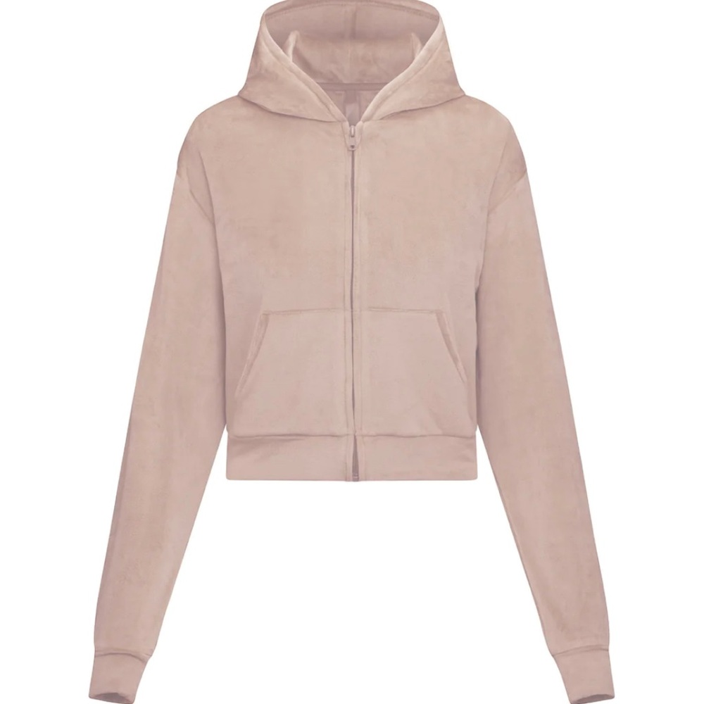 Skims pink(dusk) cropped velour hoodie